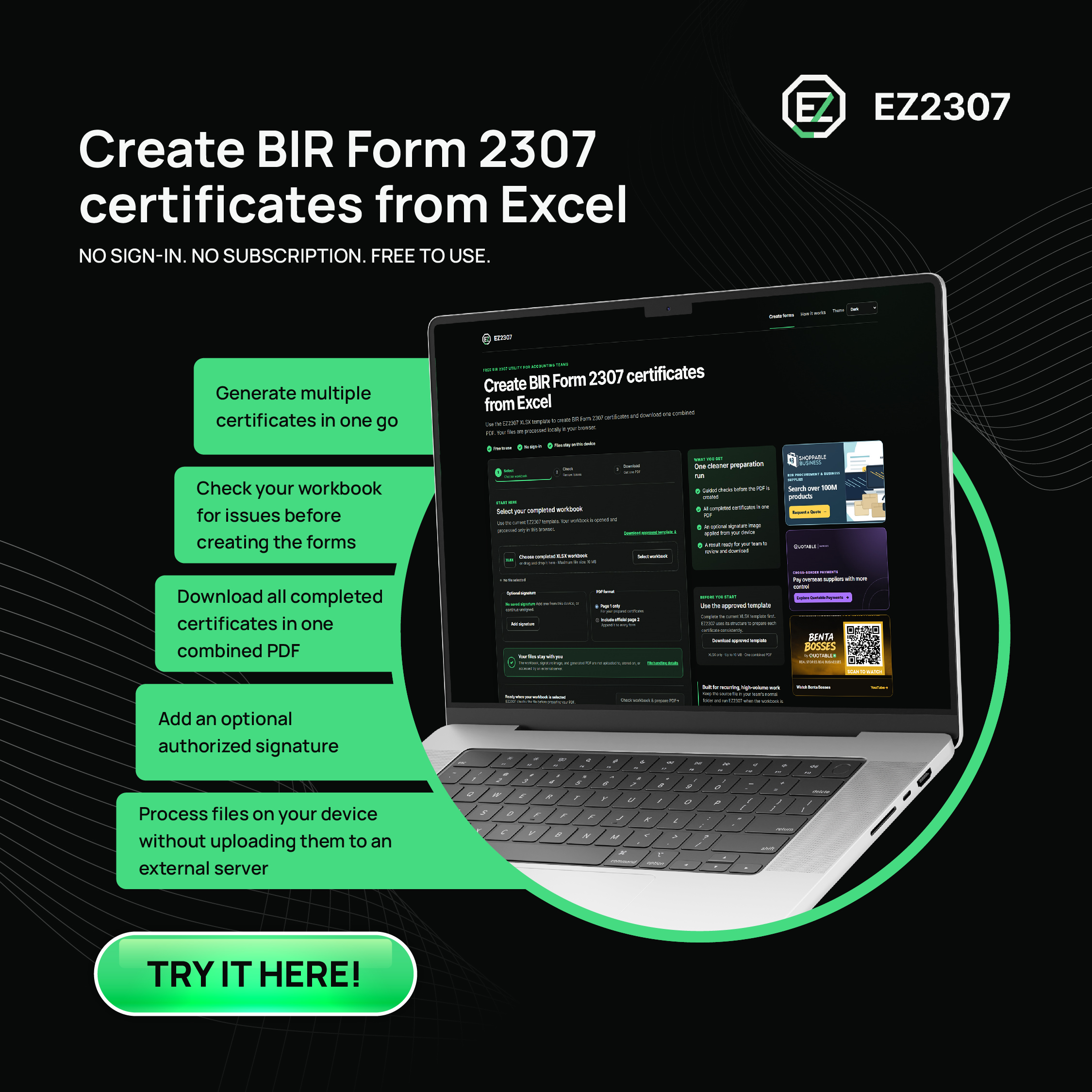 EZ2307 BIR Form 2307 Excel generator