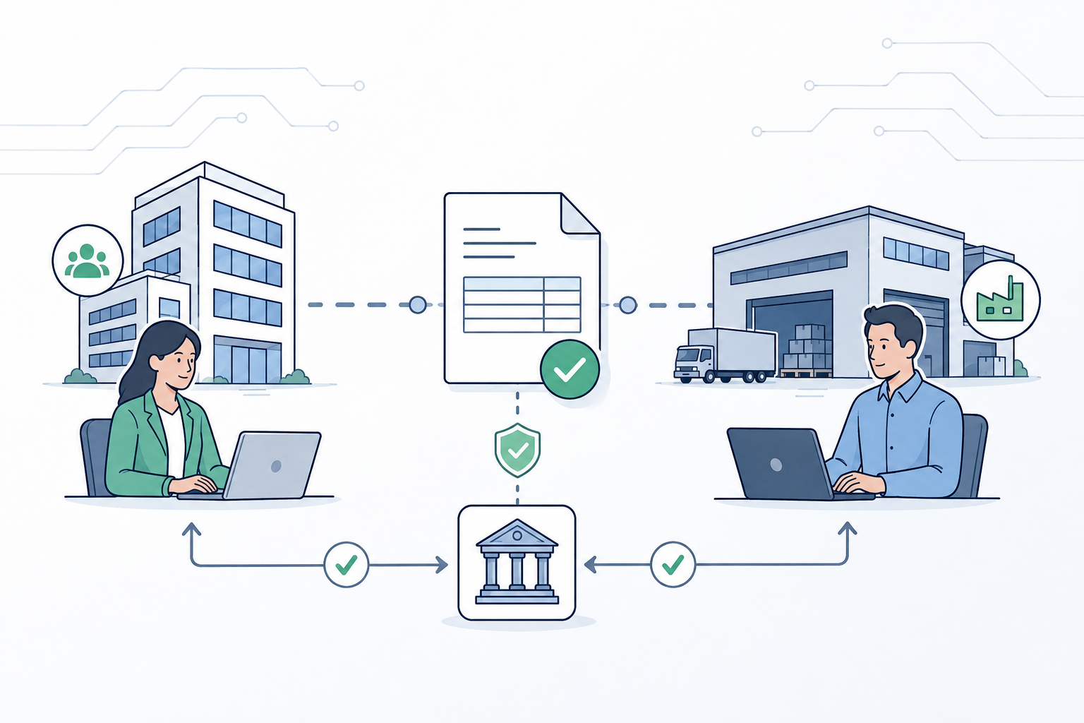 B2B payment between a buyer company and supplier with an approved invoice
