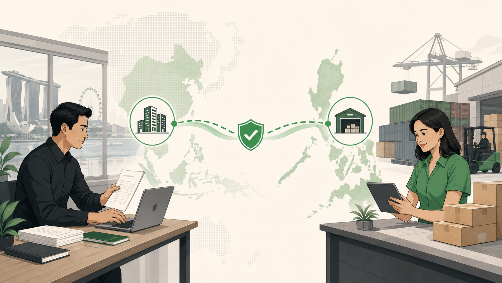 Business payment corridor connecting a buyer and Philippine supplier