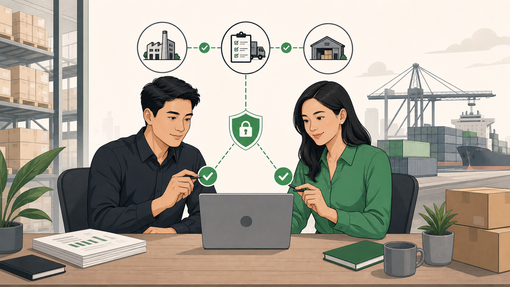 Two business approvers authorizing a supplier payment