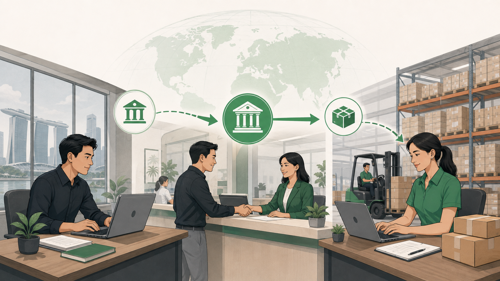International payment arriving through a local bank to a supplier