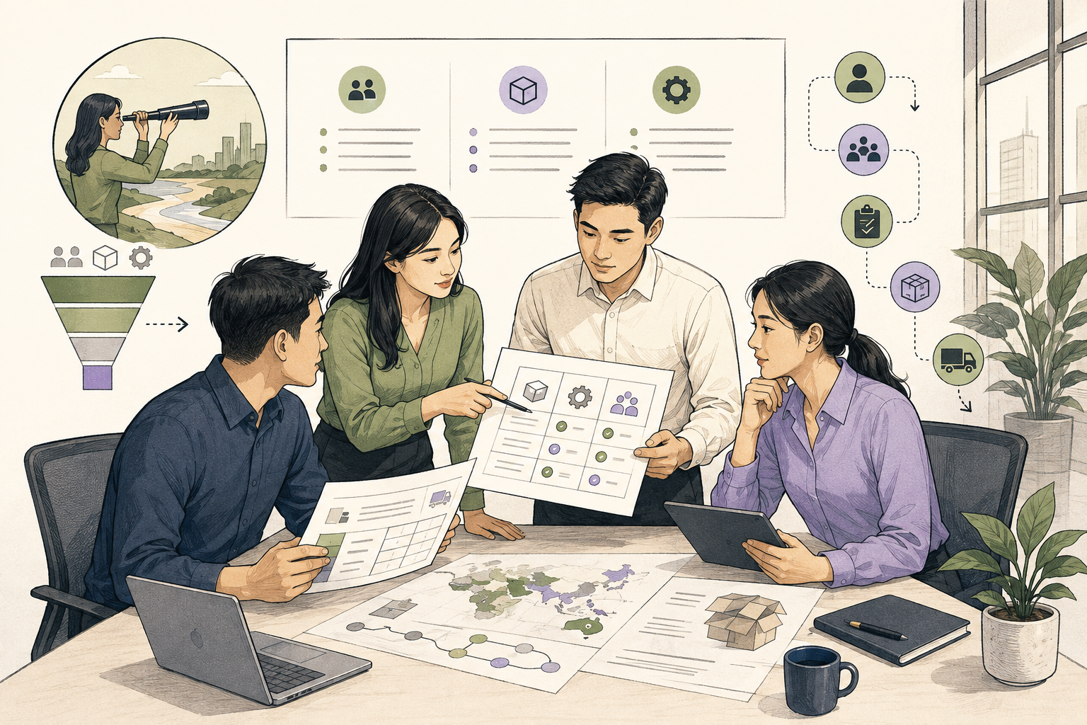 Editorial illustration explaining Request for information (RFI) in a B2B transaction