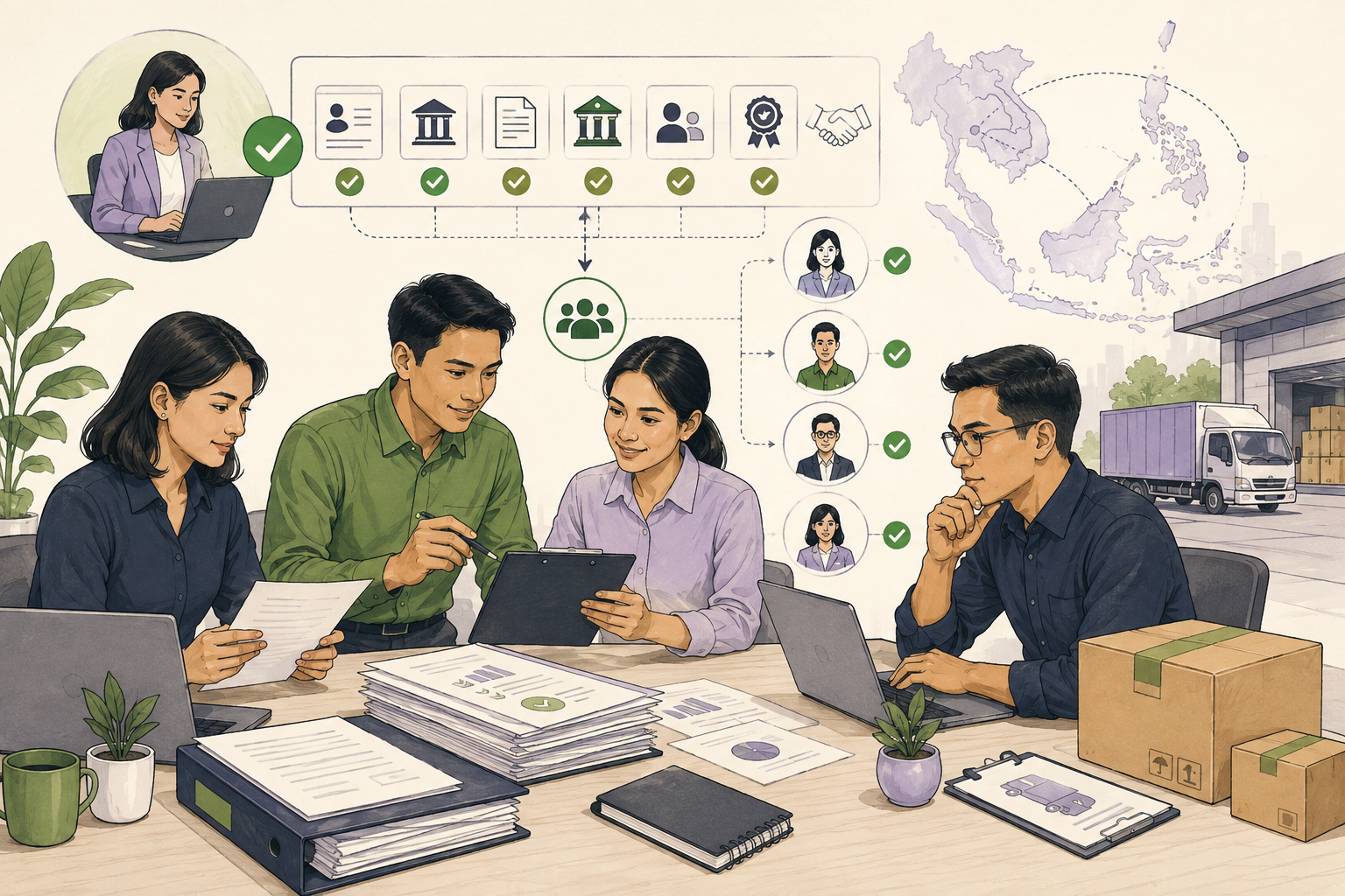 Editorial illustration explaining Supplier onboarding in a B2B transaction