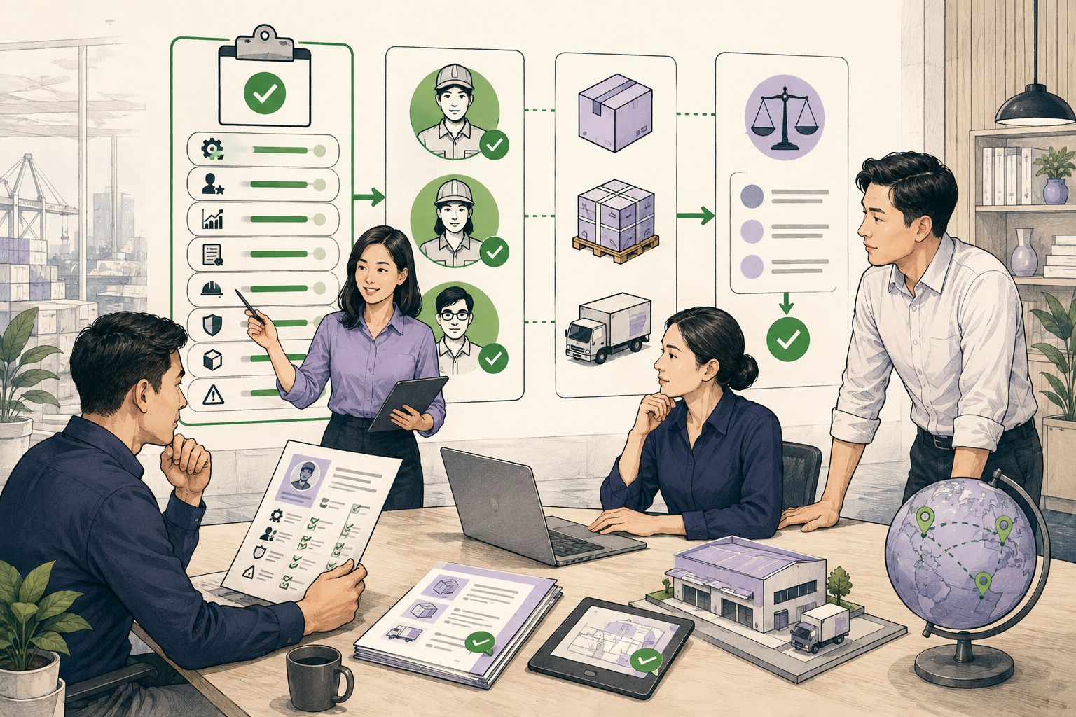 Editorial illustration explaining Supplier prequalification in a B2B transaction