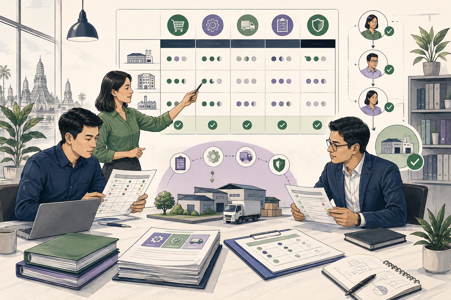 Editorial illustration explaining Bid evaluation in a B2B transaction