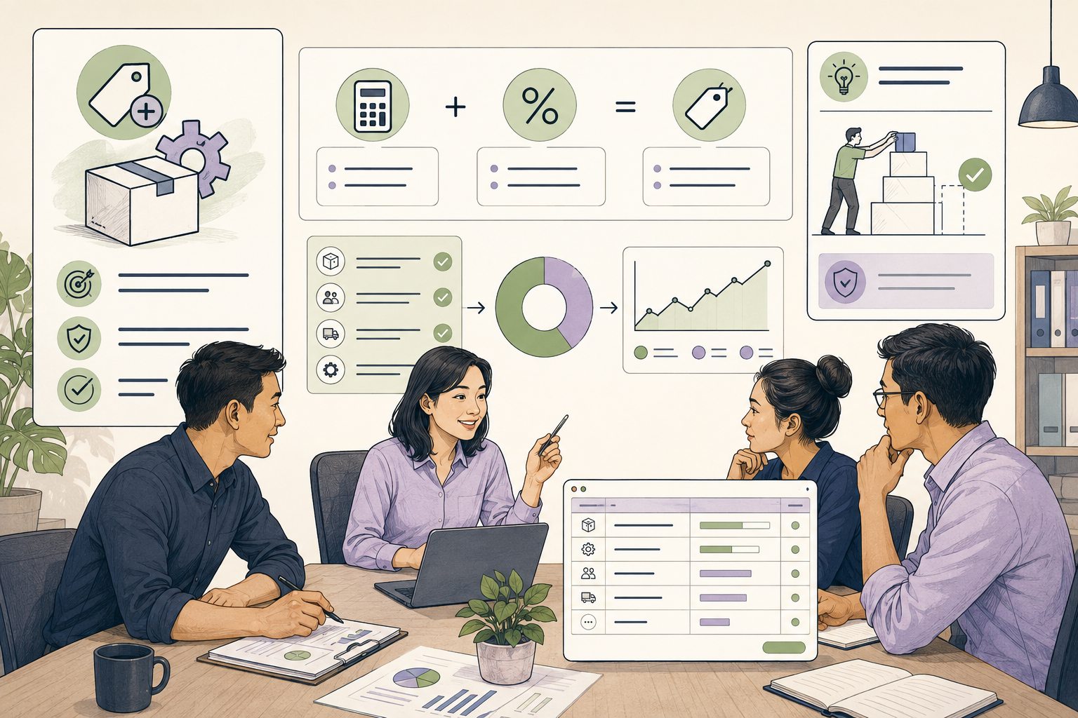 Editorial illustration explaining Cost-plus pricing in a B2B transaction