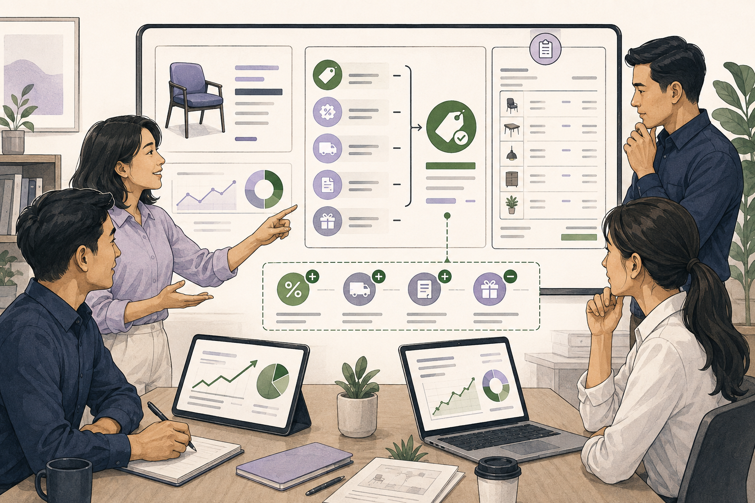 Editorial illustration explaining Net price in a B2B transaction