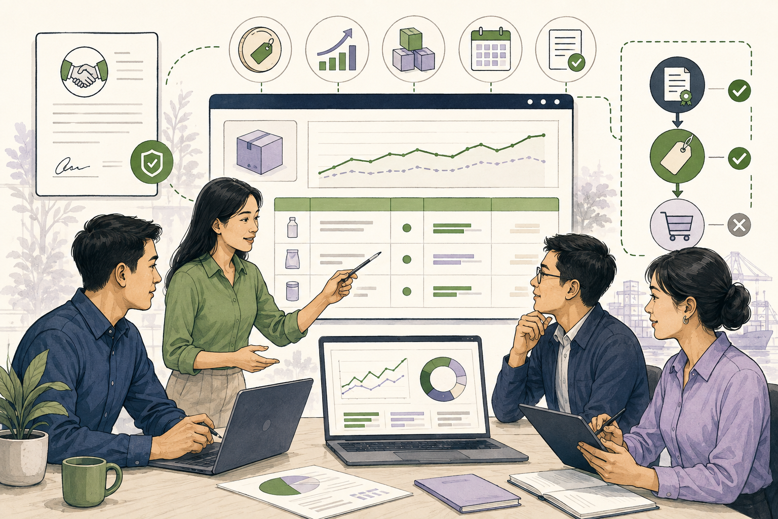 Editorial illustration explaining Contract pricing in a B2B transaction