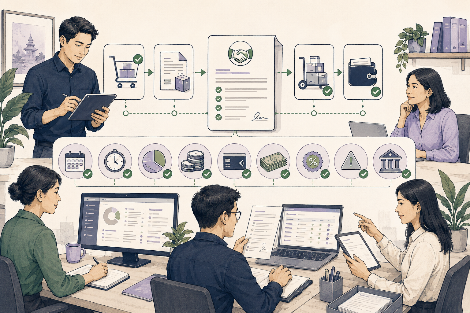 Editorial illustration explaining Payment terms in a B2B transaction
