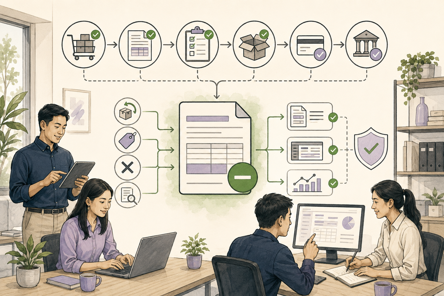 Editorial illustration explaining Credit note in a B2B transaction