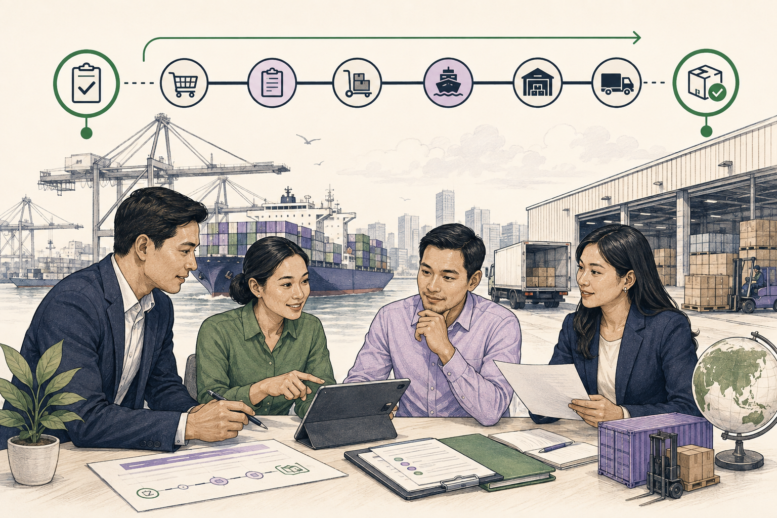 Editorial illustration explaining Lead time in a B2B transaction
