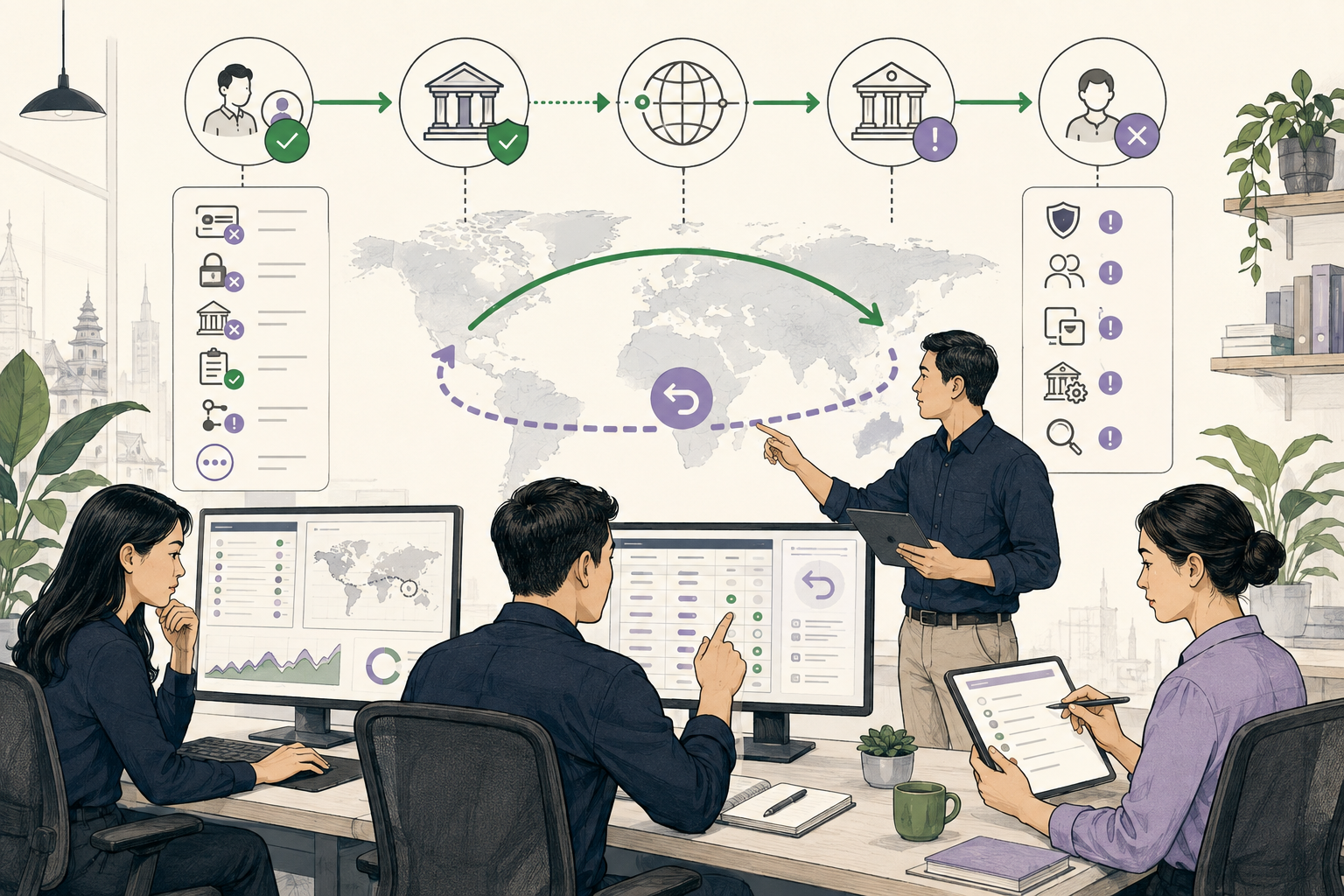 Editorial illustration explaining Payment return in a B2B transaction