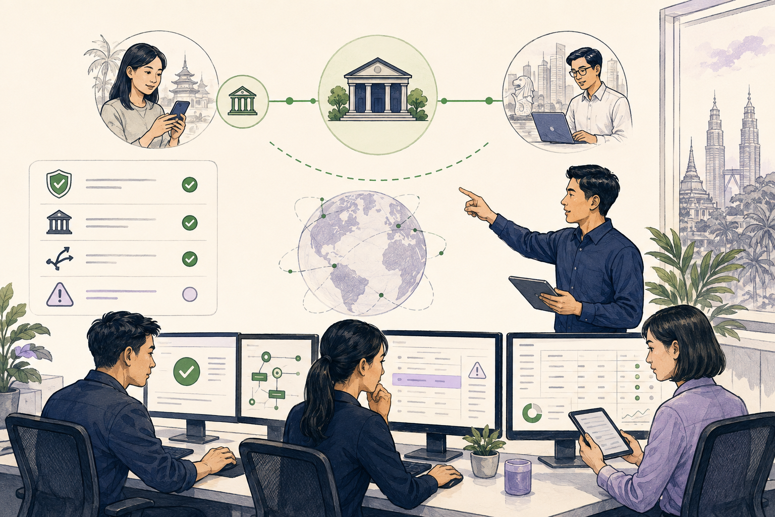 Editorial illustration explaining Local collection in a B2B transaction