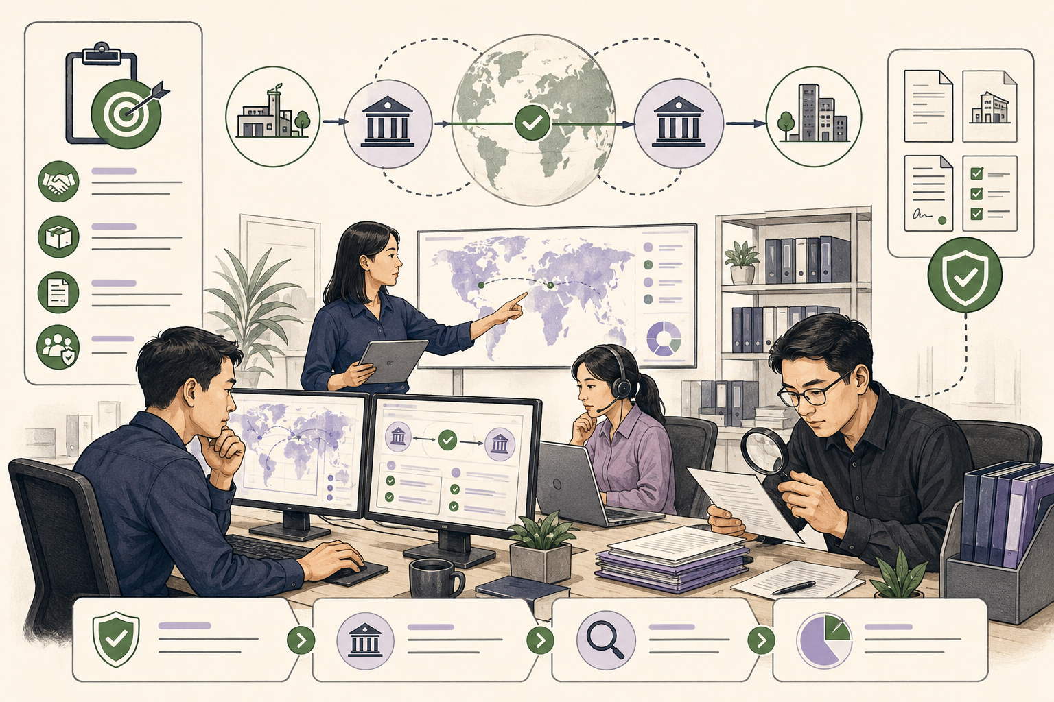 Editorial illustration explaining Purpose of payment in a B2B transaction