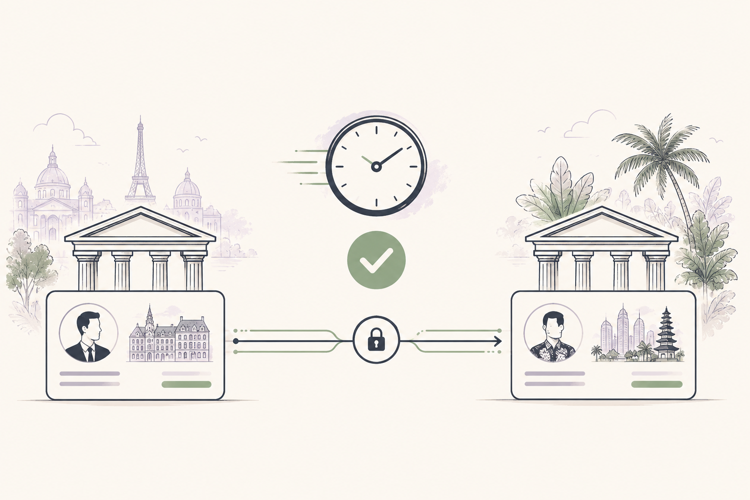 Editorial illustration of SEPA Instant Credit Transfer in a business payment workflow