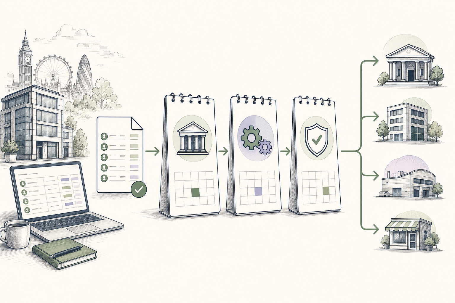 Editorial illustration of Bacs Payment in a business payment workflow