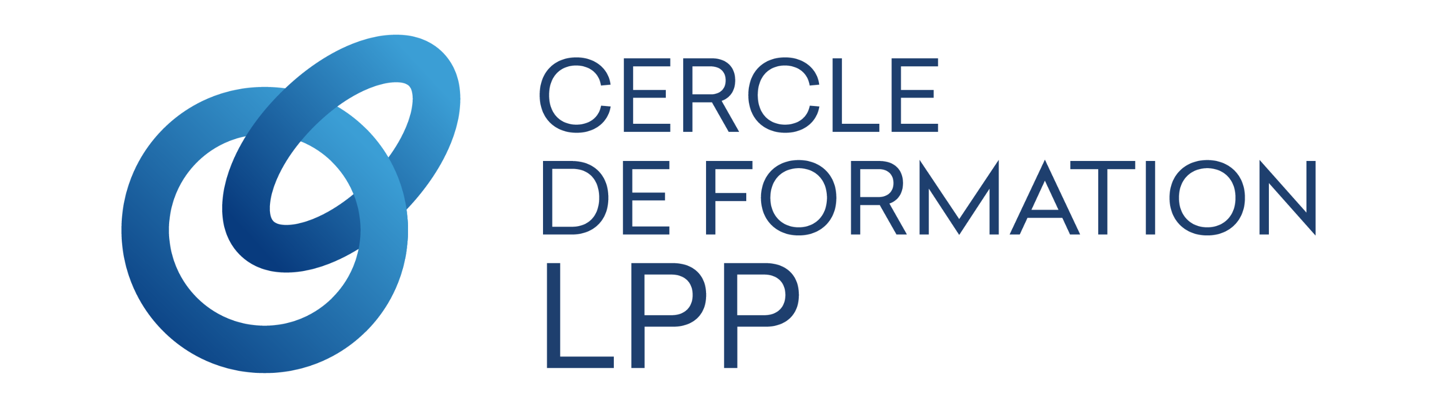 Logo de Cercle de Formation LPP avec deux anneaux bleus entrelacés à gauche du texte.