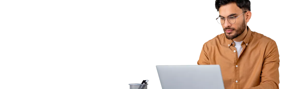 background image man at a laptop