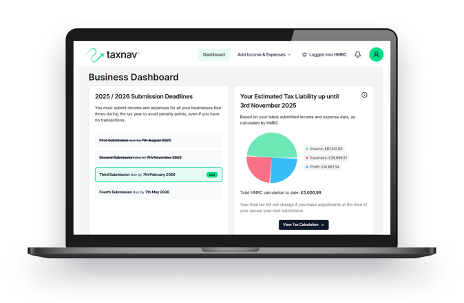 TaxNav desktop dashboard