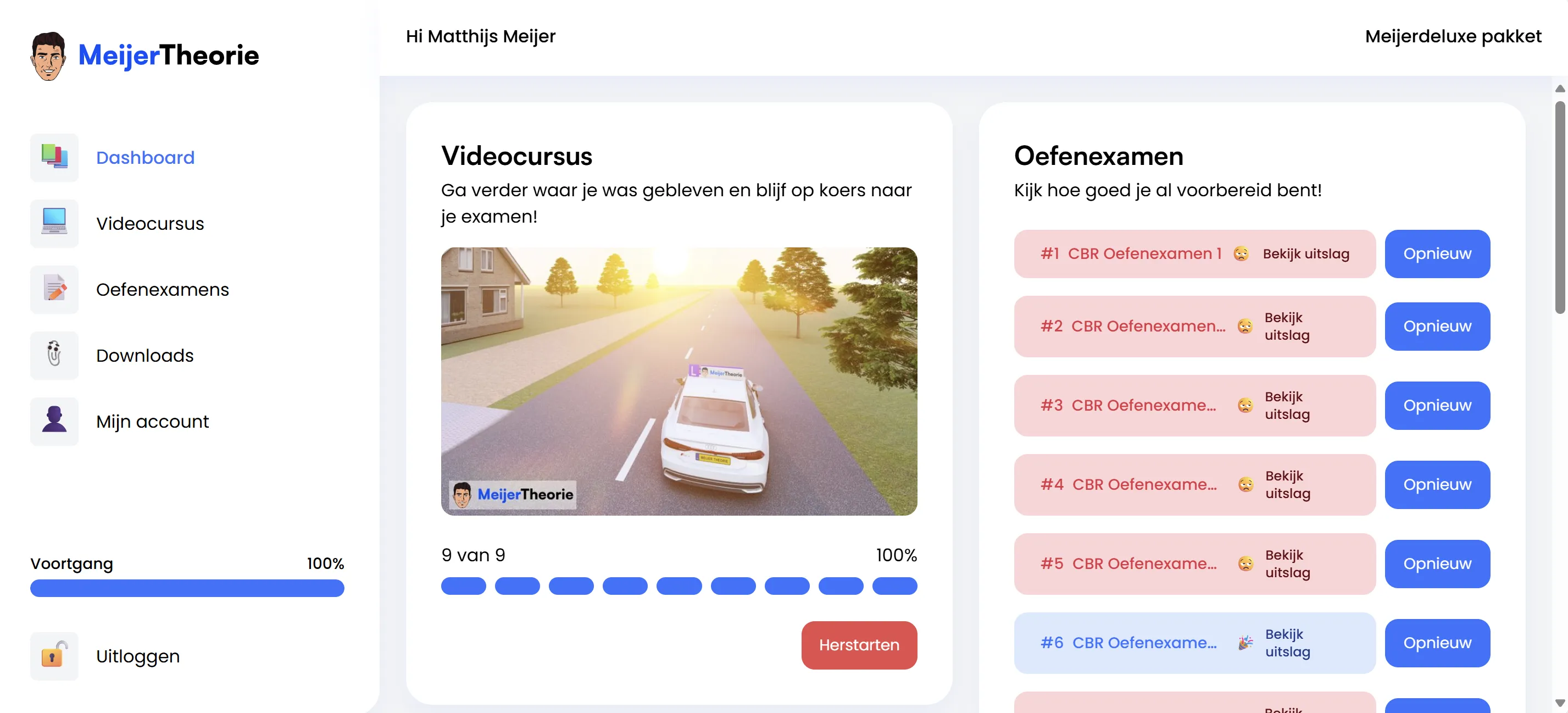 Voorbeeld theorie examen auto dashboard