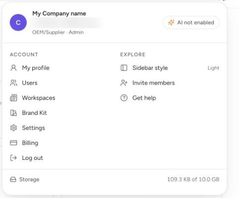 The profile menu with the Settings option