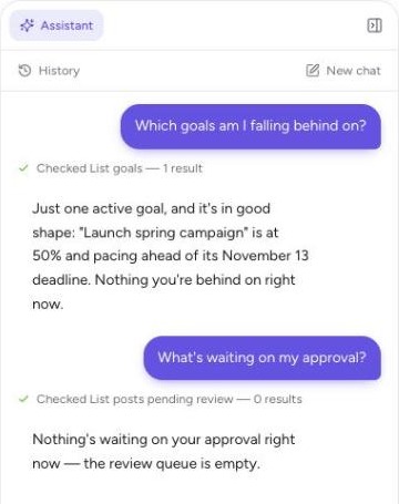 Two Assistant answers, each with a Checked line showing what it looked up