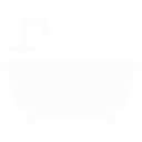 White bathtub icon with a curved faucet on top.