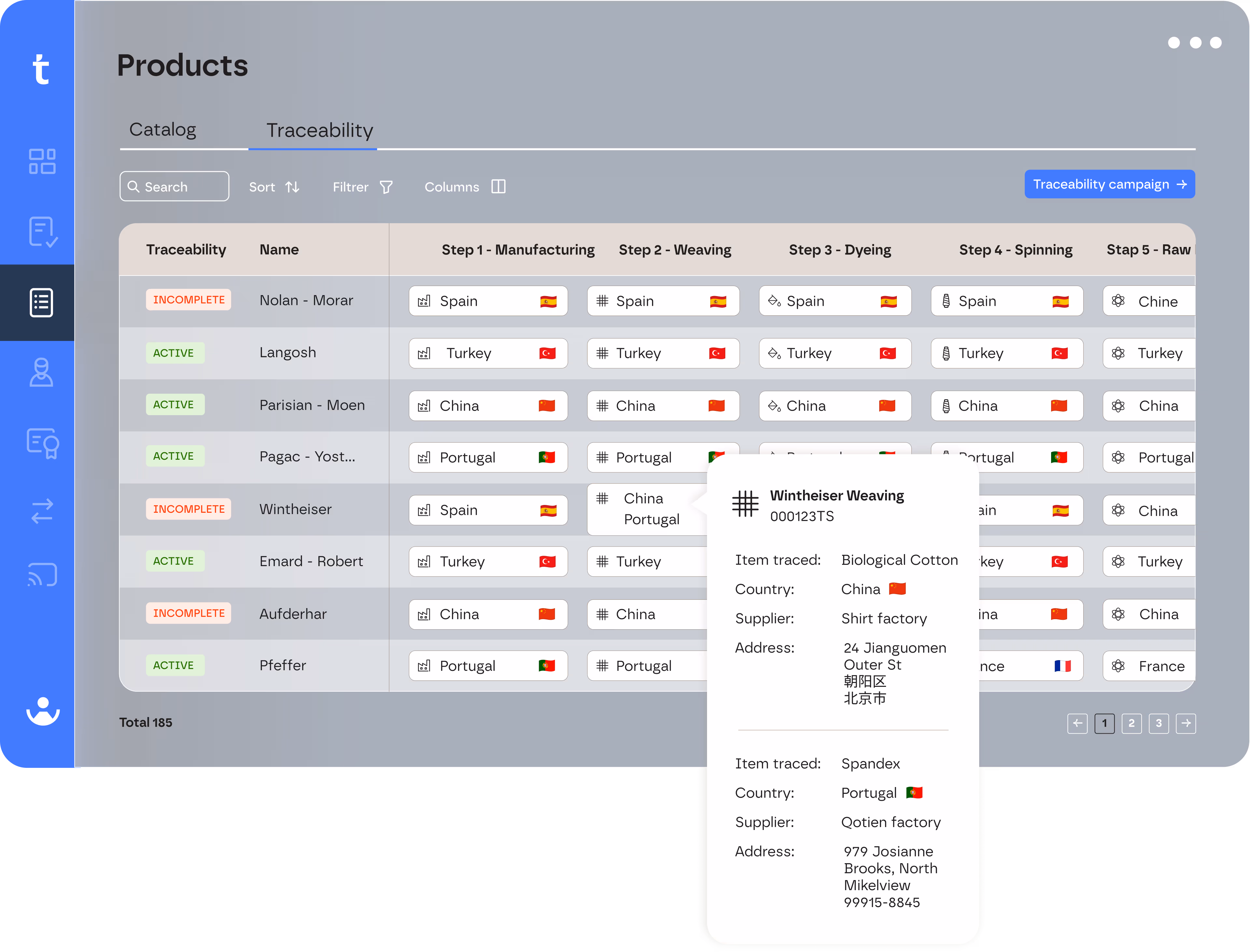 End-to-end cascading traceability