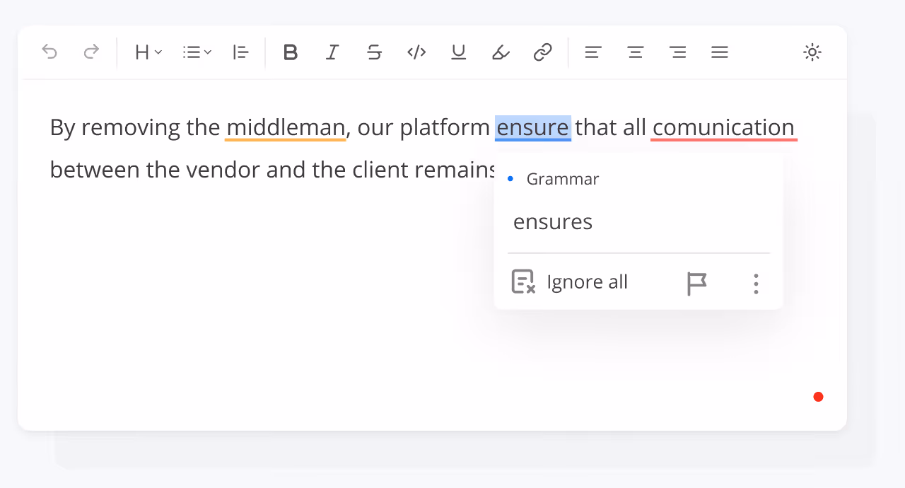 WProofreader for Tiptap performance demonstration