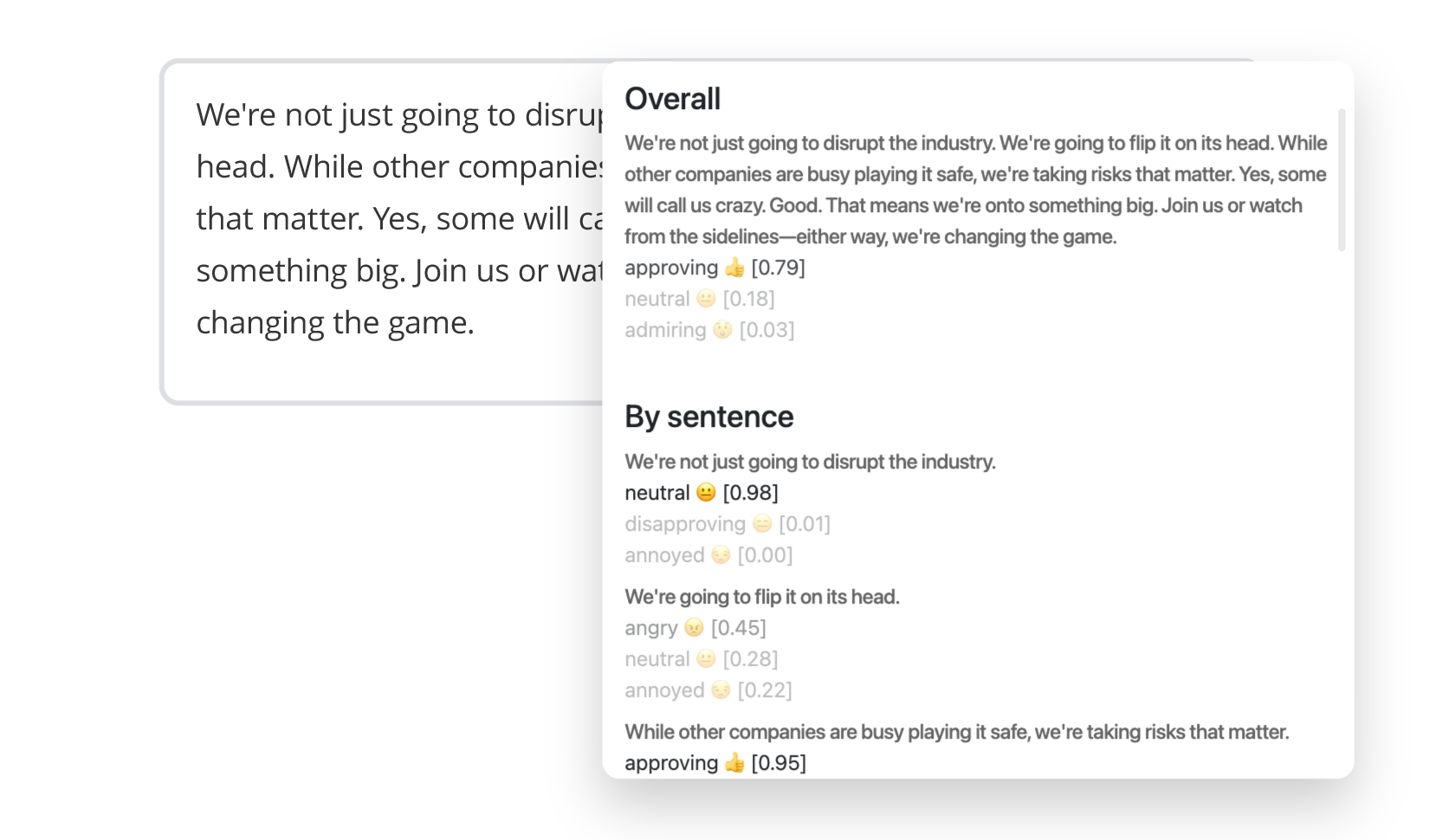 Sapling AI tone detection example