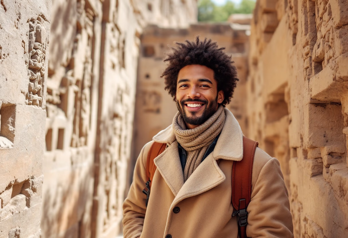 image of a travel guide in action