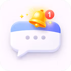 Chat bubble with a notification bell showing one new alert.