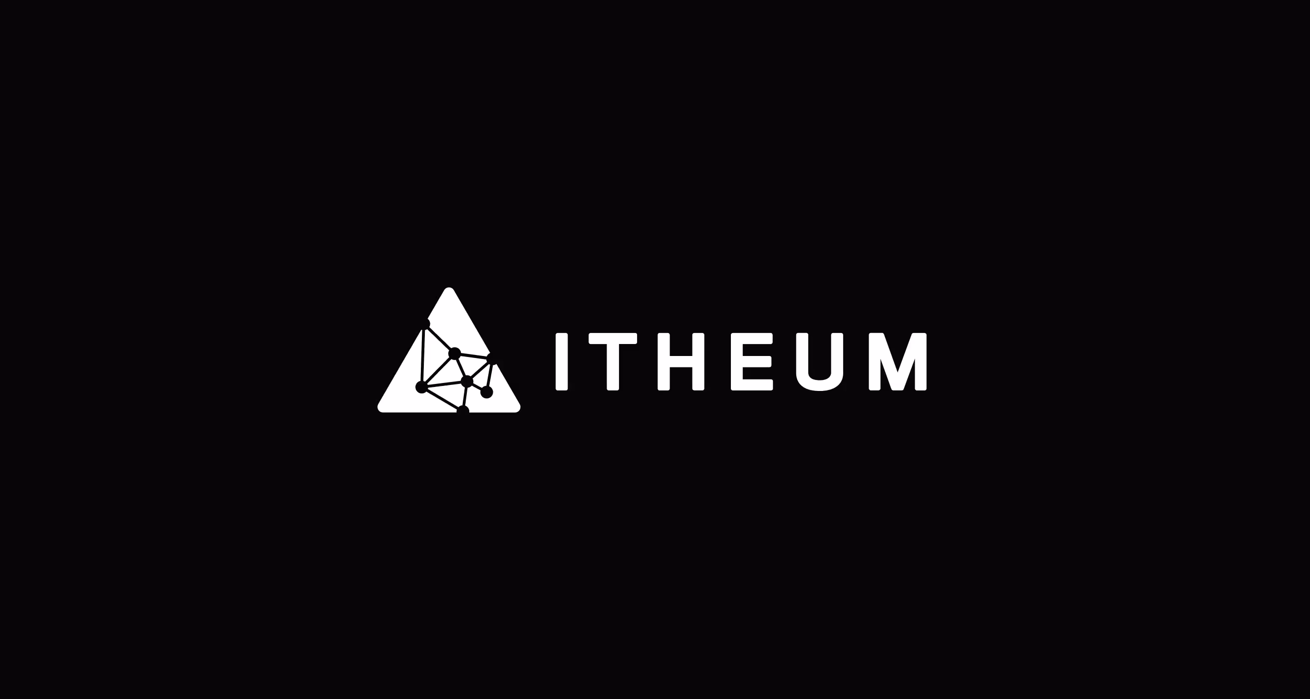 White Itheum logo with a networked triangular icon on a black background.
