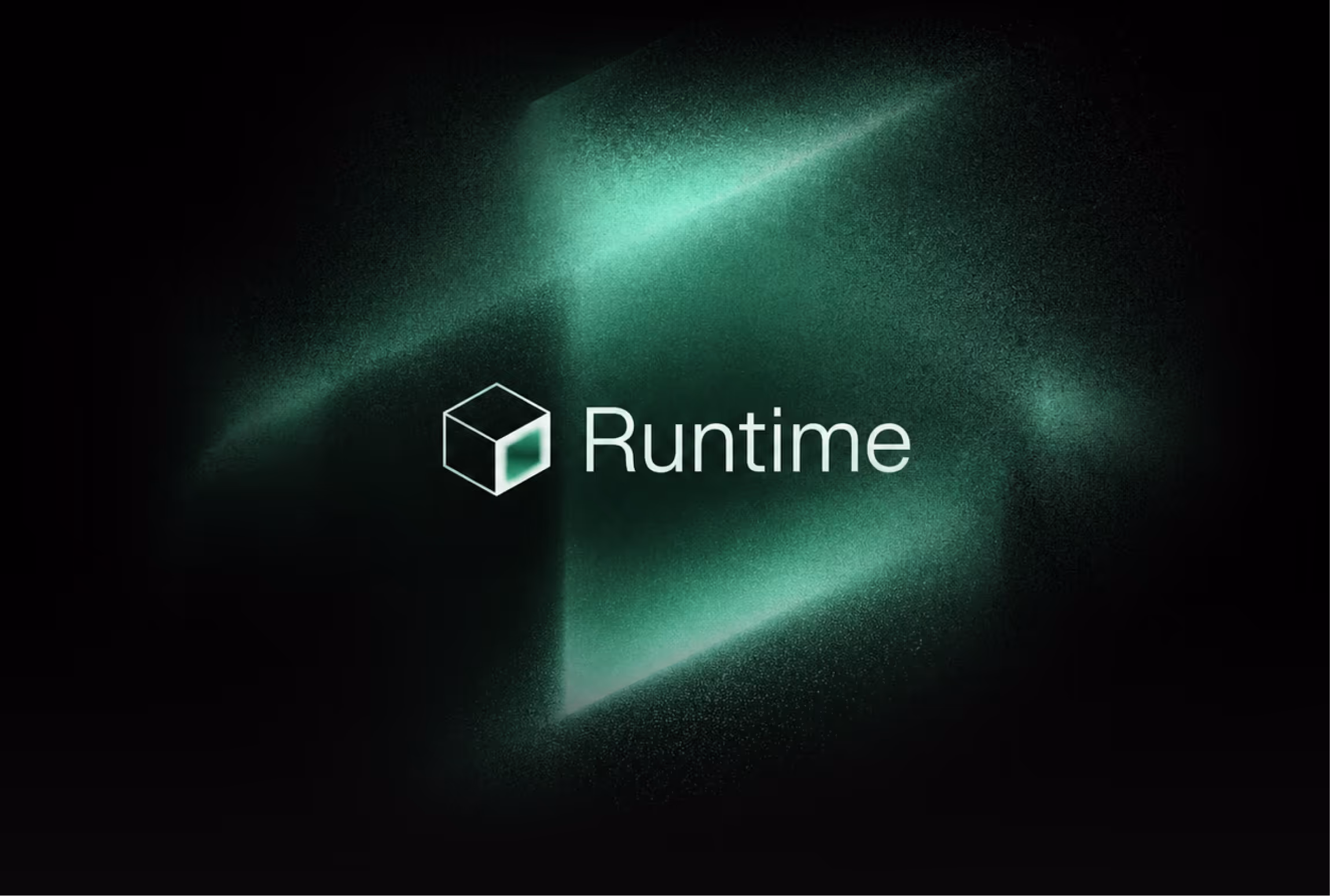 Green glowing cube icon next to the word Runtime on a dark background.