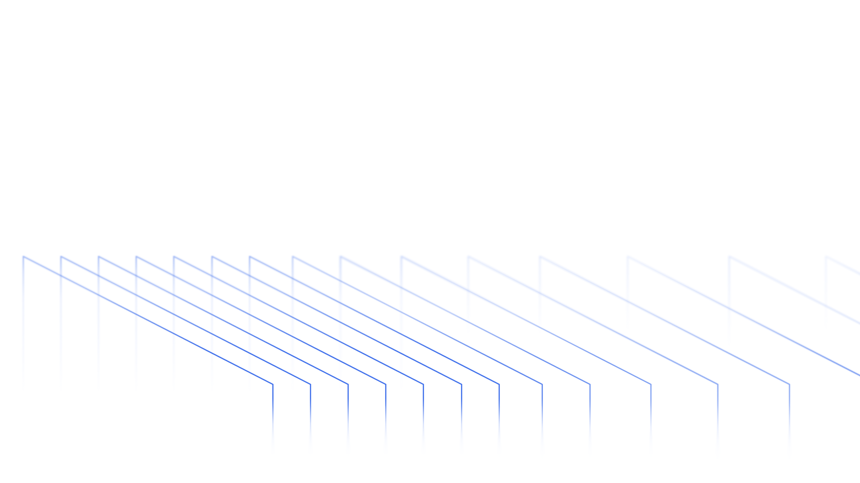 Abstract illustration of multiple overlapping blue outlines of envelopes fading into white background.