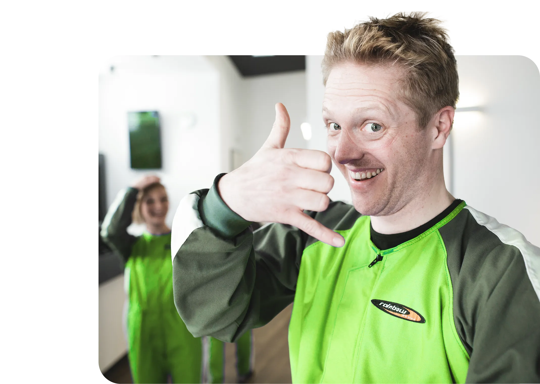 Man joking with shaka sign