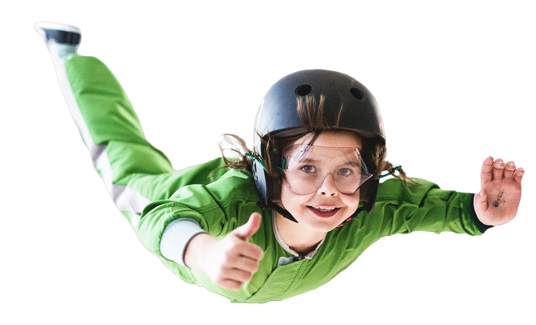 Cutout child skydiving pose