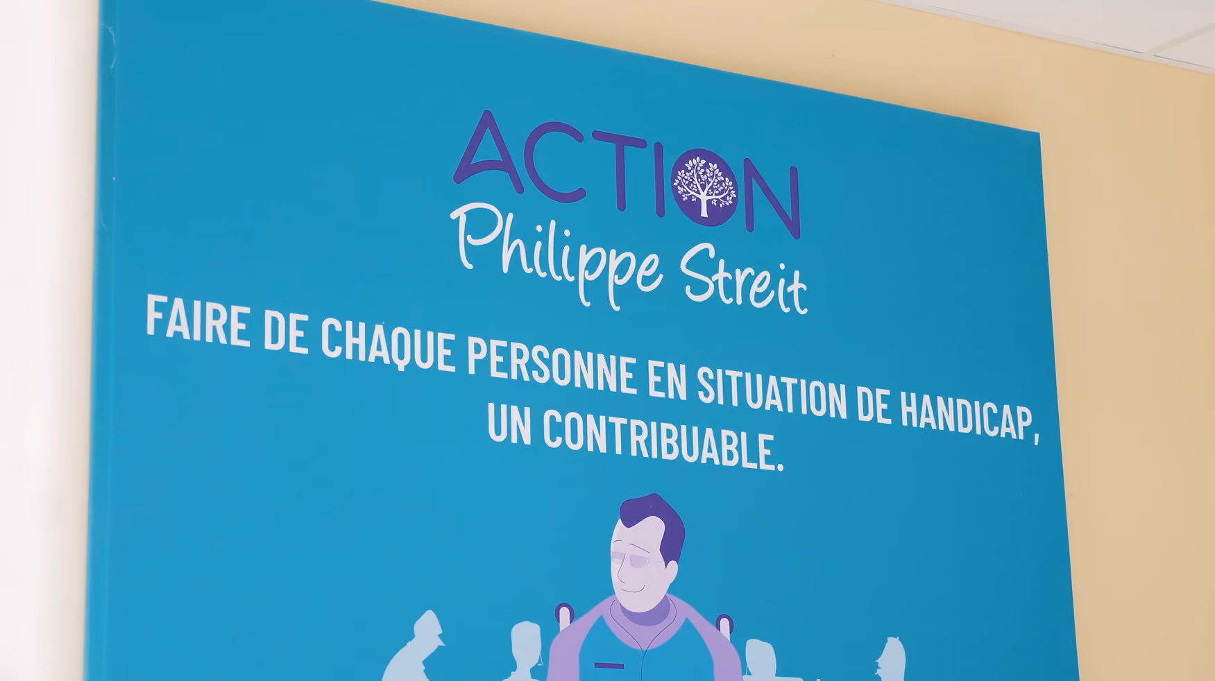 Affiche de Action Philippe Streit mentionnant "Faire de chaque personne en situation de handicap un contribuable"
