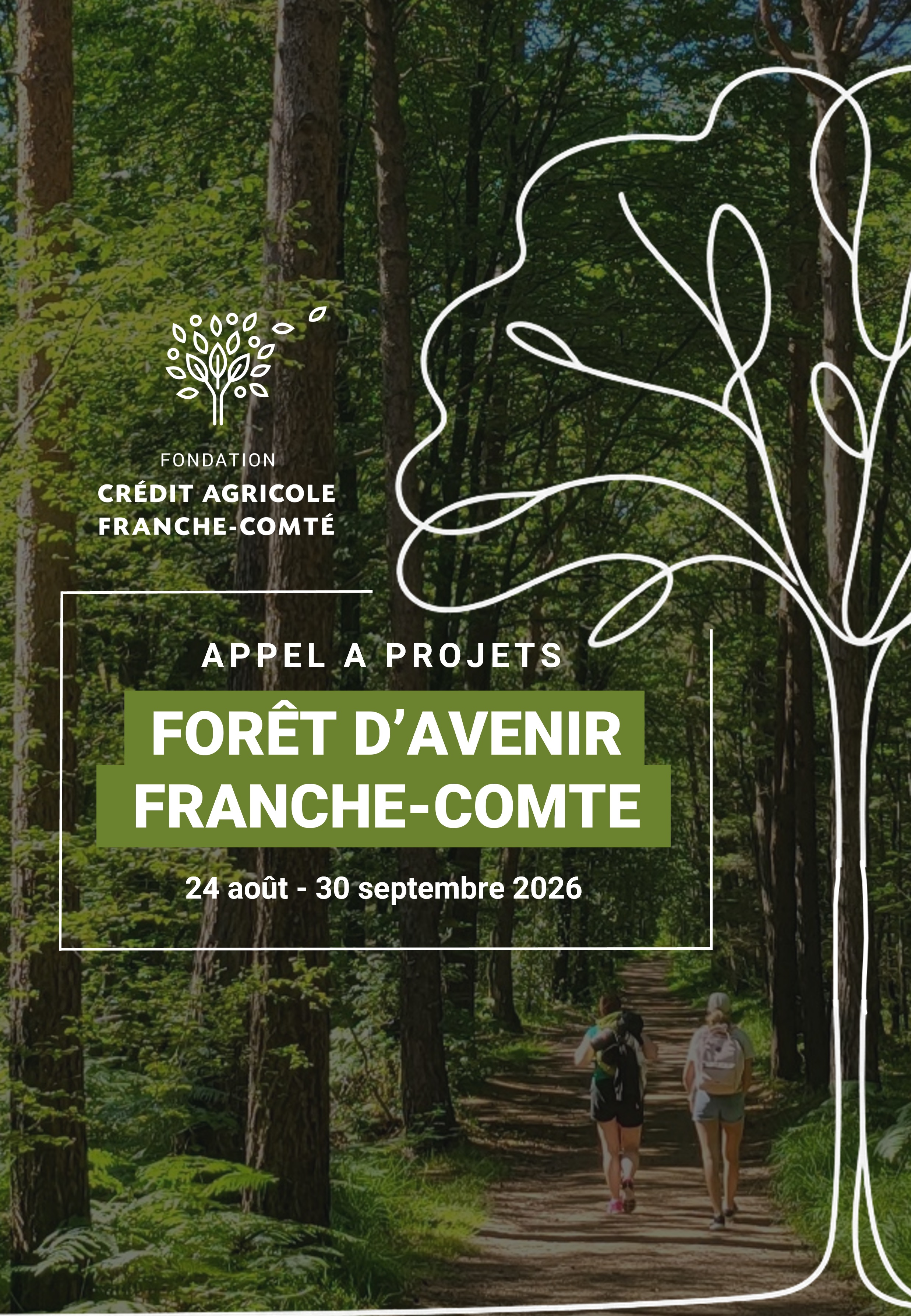 Forêt d'avenir Franche-Comté avec deux randonneurs