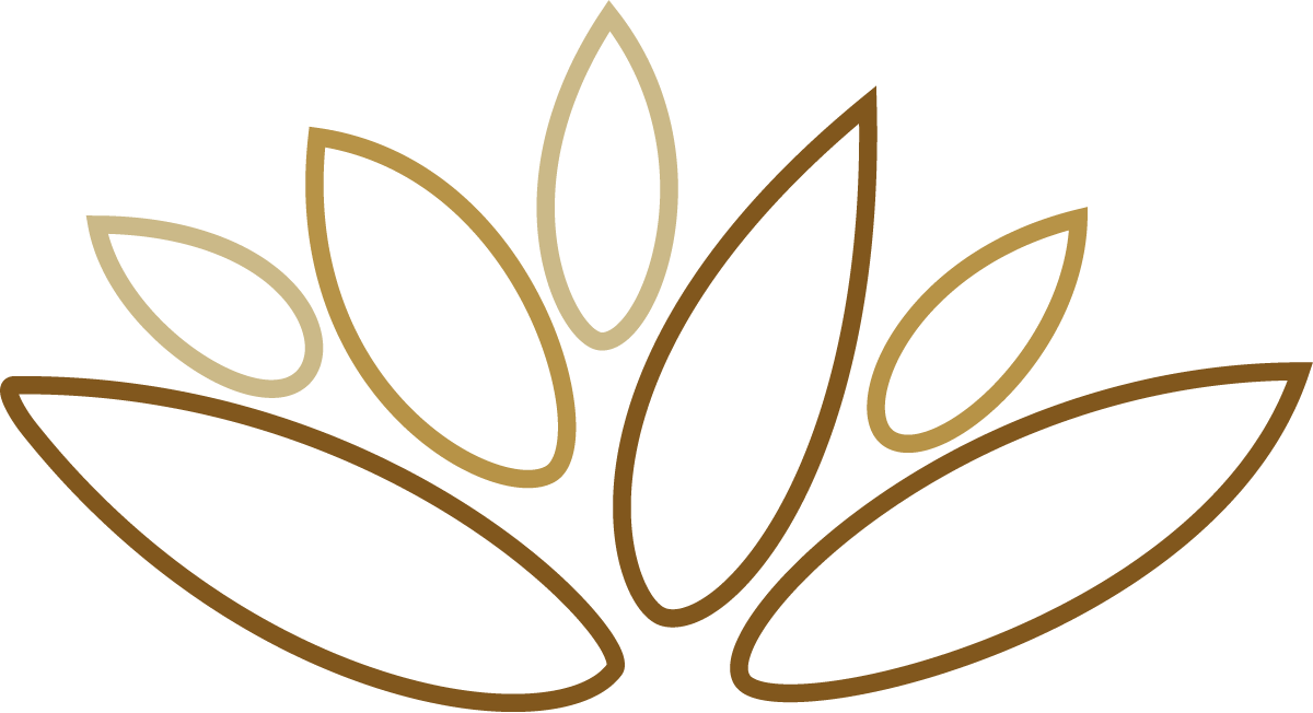 Minimalist lotus flower logo in brown and beige tones