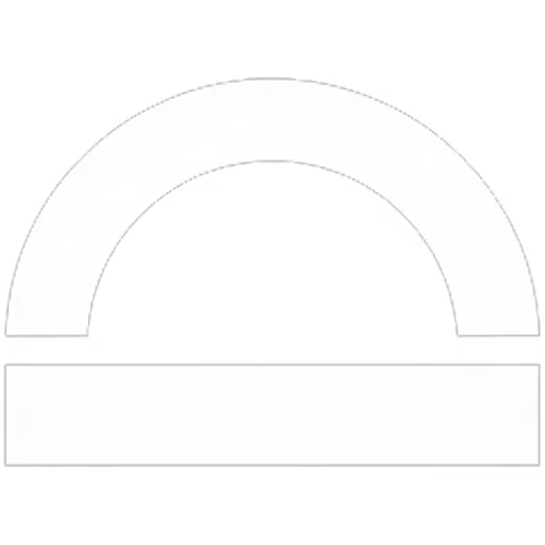 Simple geometric drawing of an arch or semicircle with rectangular base