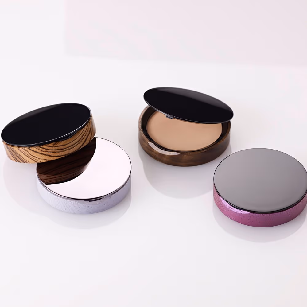 make up compacts with wooden base