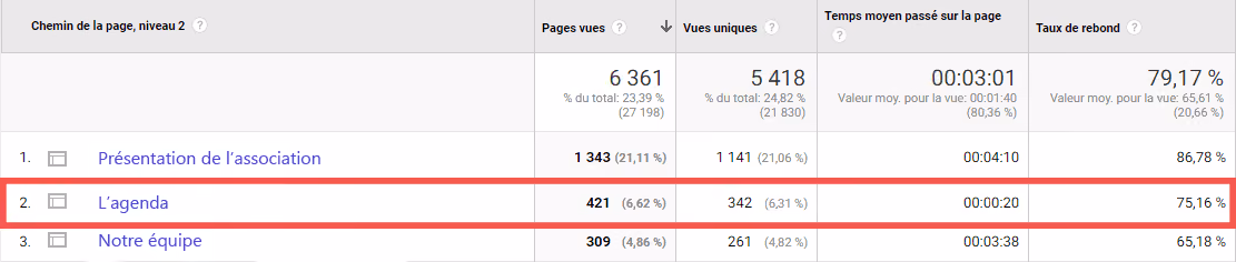 comportement visiteurs google analytics association