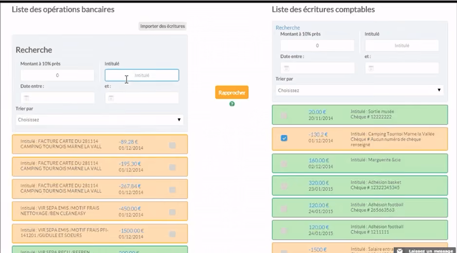Rapprochement bancaire sur AssoConnect