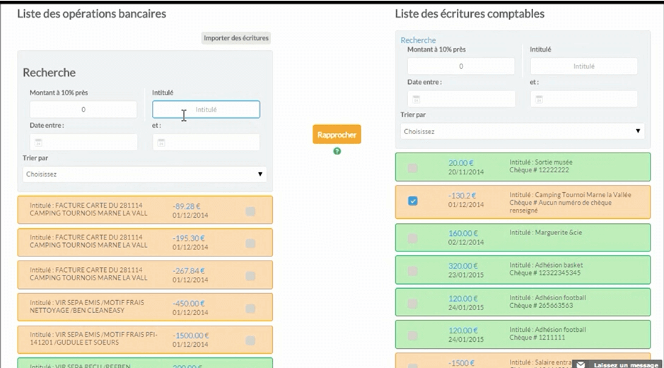 Rapprochement bancaire sur AssoConnect