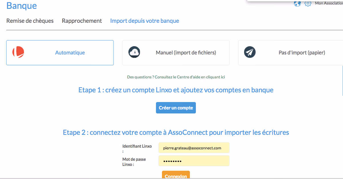 Import des relevés bancaires avec Linxo