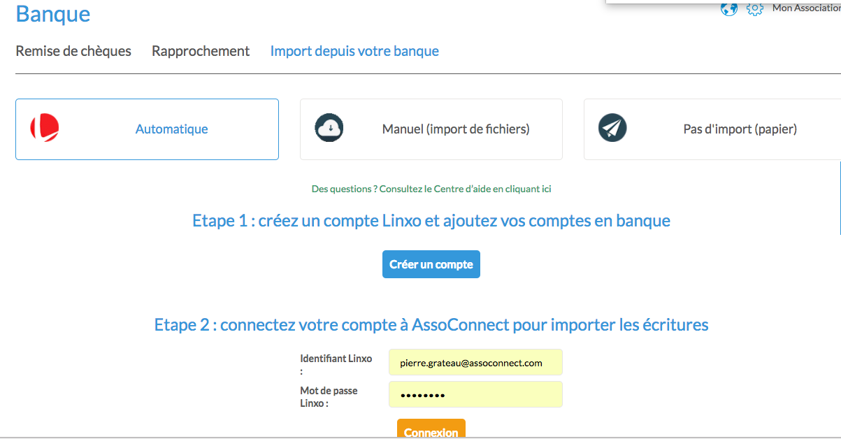 Import des relevés bancaires avec Linxo