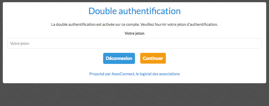 double authentification AssoConnect