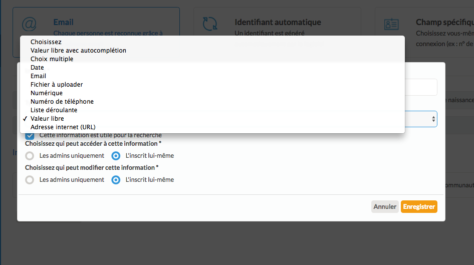 example base de données association assoconnect
