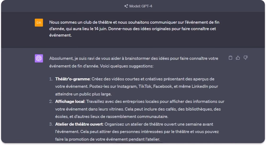 idees chat gpt association